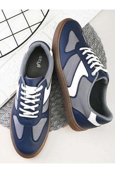 Styli Color Block Panelled Gum Sole Sneakers