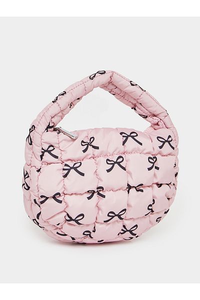 Styli Quilted Bow Printed Handbag