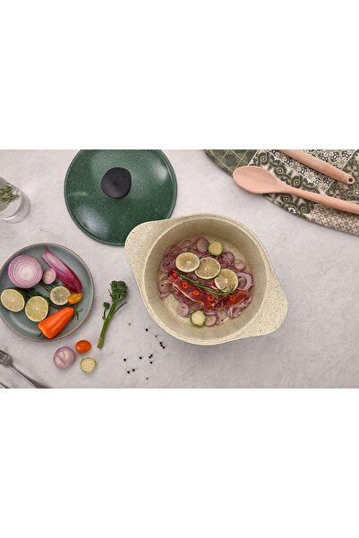 Lahoya 24cm cooking pot/stockpot/casserole kale green marble nonstick coating multi colour (80124kg)