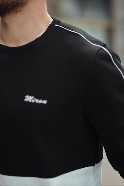 Miron Черно-бял суитшърт с нулева яка, два цвята, стандартна кройка, 2459