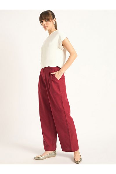 Femmella By Styli Mid Rise Dual Button Detail Straight Pant