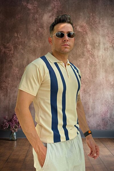BİRBEYSTORE Ανδρικό πλεκτό T-Shirt Polo Neck Slim Fit