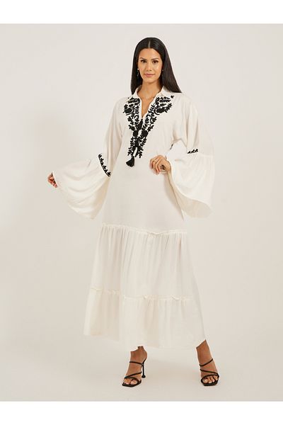 Maxim Creation By Styli Embroidered Angel Sleeve A-Line Tiered Kaftan