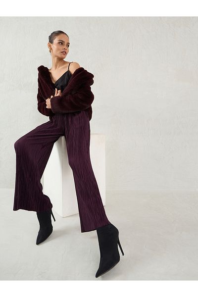Femmella By Styli Plisse Mid Rise Straight Fit Pant