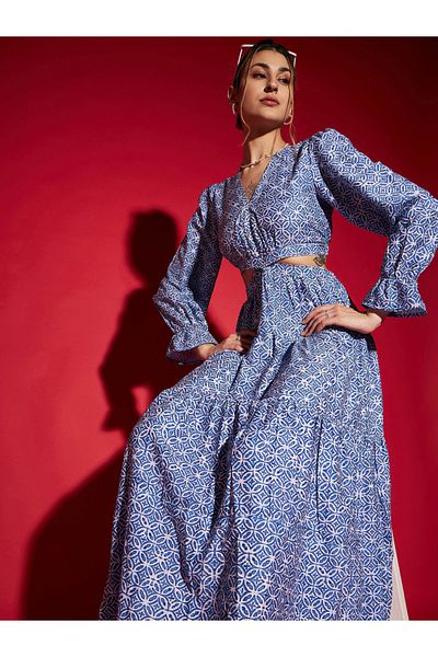 Sassafras By Styli Cut Out Detail All Over Print A-Line Maxi Dress