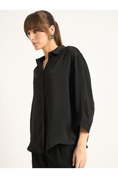 Femmella By Styli Satin Spread Collar Regular Fit Shirt