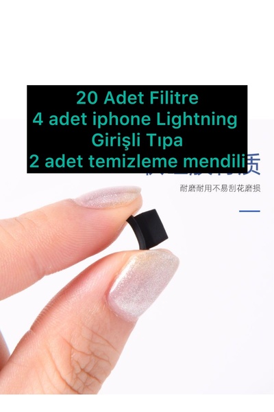 ucuzmi 20 Adet Örgülü Filtre- 4 Adet İphone Şarj Yeri Koruma Tıpası- 2 adet Temizleme Mendili