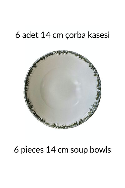 porselenden Antique Green 6-Person 14 cm Special Design Premium Porcelain Soup Bowl Set DB3548