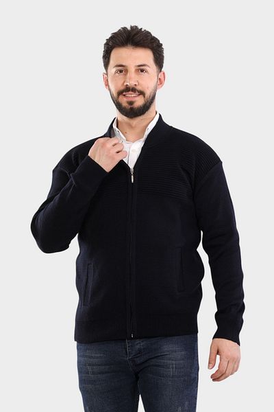 HEDEFNUR TEKSTİL Men's Dad Cardigan Knitwear Knitted Acrylic Pocket Zippered