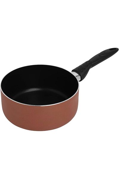 Trust Pro Non Stick Sauce Pan Without Lid & 2 Layered Aluminium Coating, 18 cm, Brown