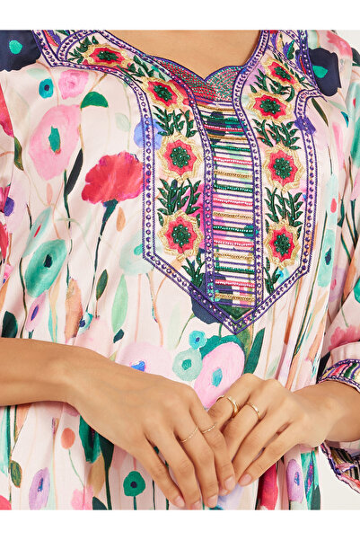 Maxim Creation By Styli Printed Stain Embroidered A-Line Kaftan