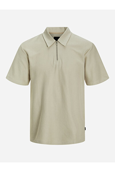 Jack & Jones Solid Regular Fit Half Zip Polo T-Shirt