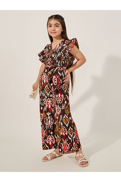 Styli All-Over Print Waist Tie-Up Jumpsuit