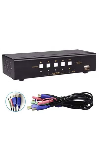 Taimi 4-Port HDMI Switch with Audio and 4 Cables – 4K-60Hz-Hotkey Switching