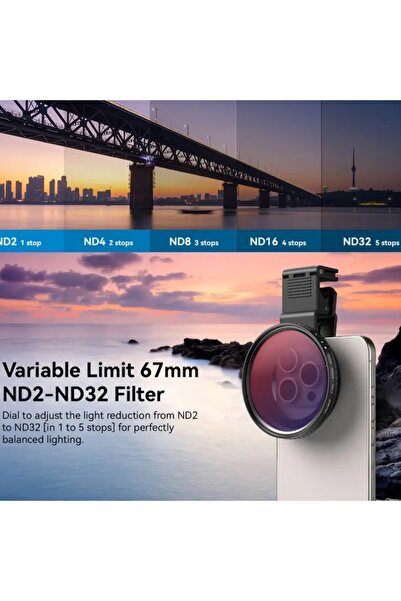 APEXEL 67 Mm Klipsli Cep Telefon Ve Dslr Kamera Lens Nd & Cpl Filtre Kiti