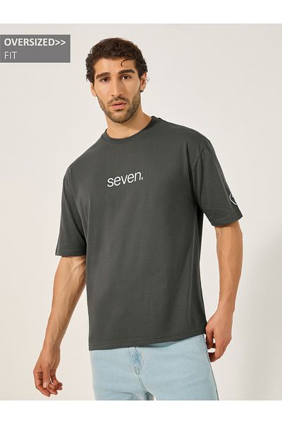 Styli Slogan Print Crew Neck Oversized T-Shirt