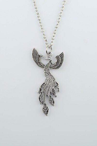 Bu Farklı Zümrüdüanka Erkek Kadın Kolye Antik Gümüş Kaplama - 60 Cm Düz Zincir