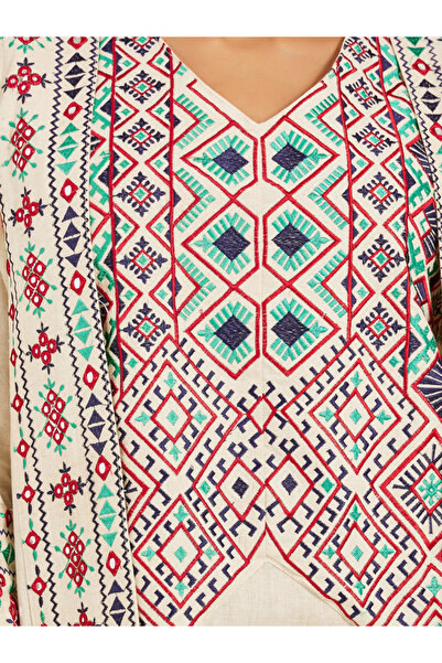 Maxim Creation By Styli Embroidered V-Neck A-Line Kaftan