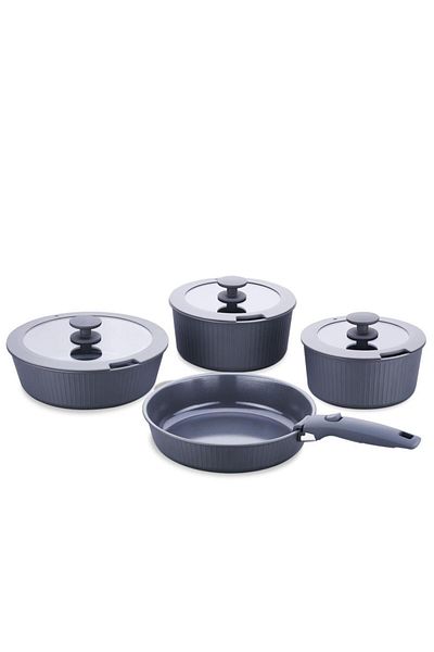 KORKMAZ Gray Nova Pratika 8 Piece Cookware Set A2792-1