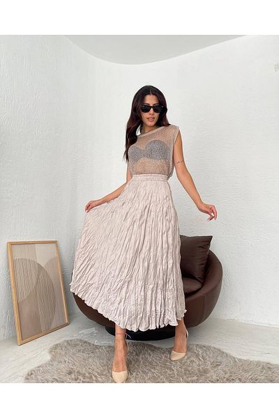 BUTİK C Satin Crinkle Skirt