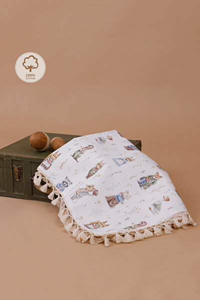 JUNİPERUS %100 Pamuk Baskılı Desenli Bebek Pike & Bebek Battaniye Oeko-Tex Se...