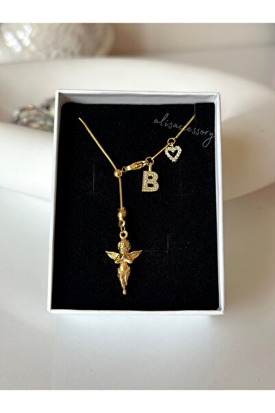 Alis Accessory Melek charm harfli asansör kolye