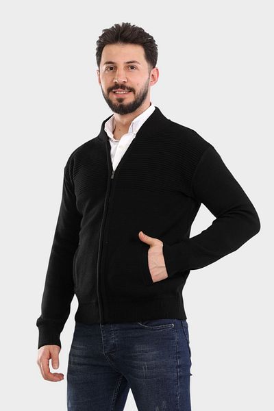 HEDEFNUR TEKSTİL Ανδρική ζακέτα πλεκτή ακρυλική τσέπη με φερμουάρ
