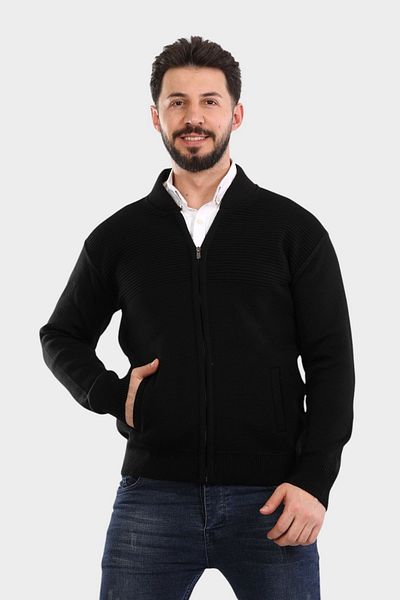 HEDEFNUR TEKSTİL Ανδρική ζακέτα πλεκτή ακρυλική τσέπη με φερμουάρ