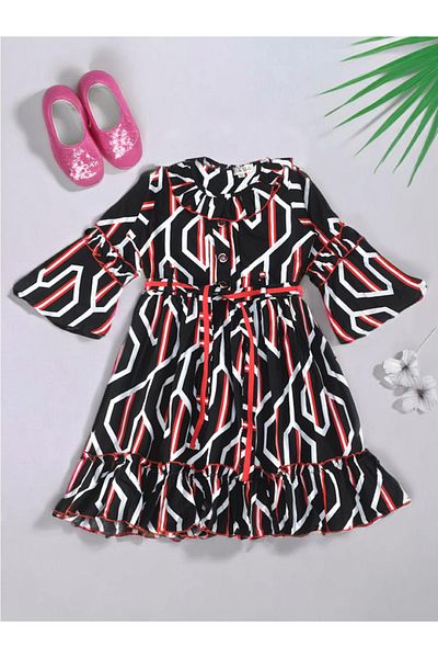 Bella Moda By Styli All-Over Print Tiered Dress