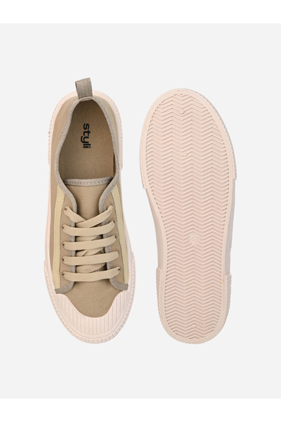 Styli Tape Detail Canvas Lace Up Sneakers
