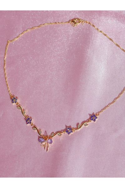 Reorah Collection Purple Ribbon Garden Necklace