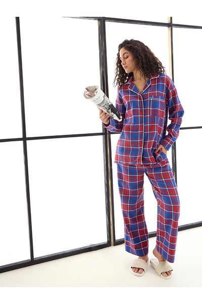 Sassafras By Styli Cotton Checked Shirt and Lounge Pants Set