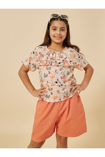 Styli All-Over Flower Print Top with Shorts Set