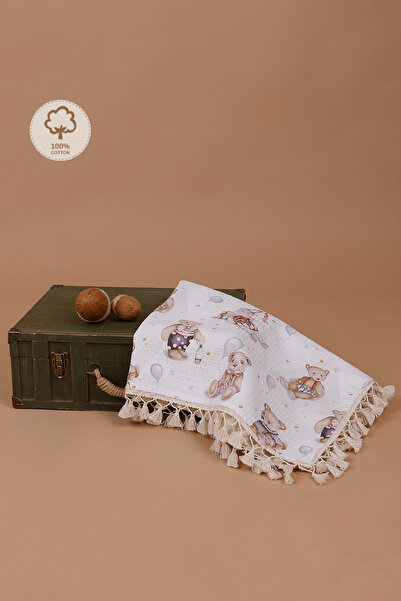 JUNİPERUS %100 Pamuk Baskılı Desenli Bebek Pike & Bebek Battaniye Oeko-Tex Se...