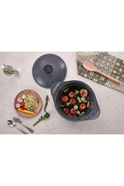 Lahoya 26Cm Cooking Pot/Stockpot/Casserole Dark Gray Marble Nonstick Coating Multi Colour (80126Dg)