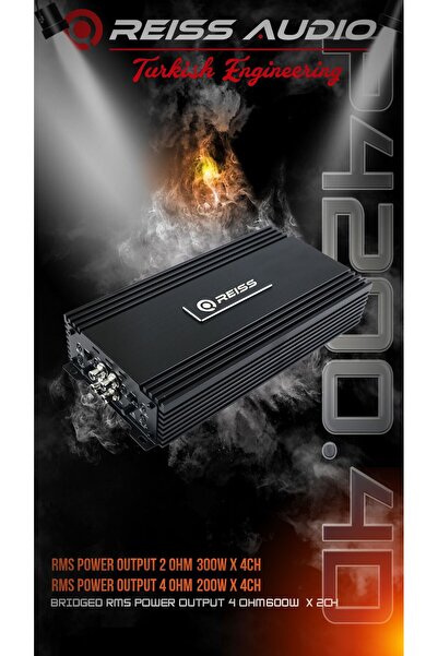 Reiss RS-P4200.4 4KANAL EFSANE SERİ OTO AMFİ ANFİ 4CH-4 OHM 200W-RMS 4 OHM BR...