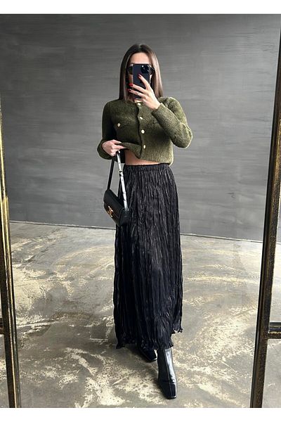 BUTİK C Satin Crinkle Skirt