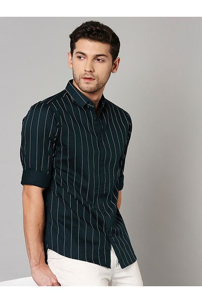 Dennis Lingo By Styli قميص كاجوال بقصّة Slim Fit بطبعة مخطّطة