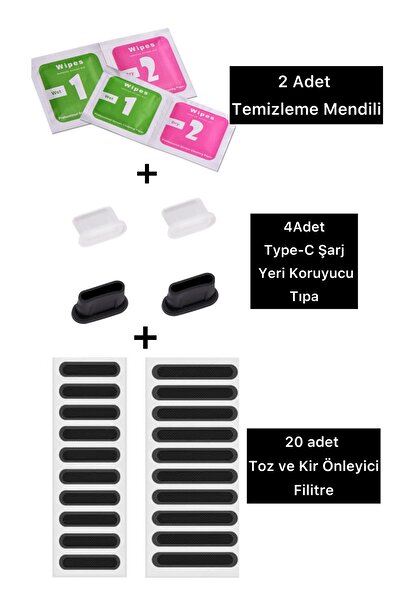 ucuzmi 20 Adet Örgülü Filtre toz ve kir önleyici type-c girişli şarj yeri kor...