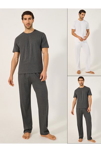 Styli Set of 2 - Solid Round Neck T-Shirt and Pyjama Set