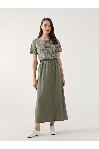LC Waikiki Lcw Grace Khaki Women's Elastic Waist Skirt