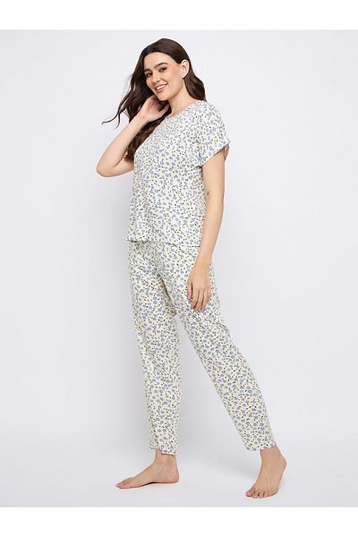 Clovia By Styli Printed Round Neck Top and Pyjama Set