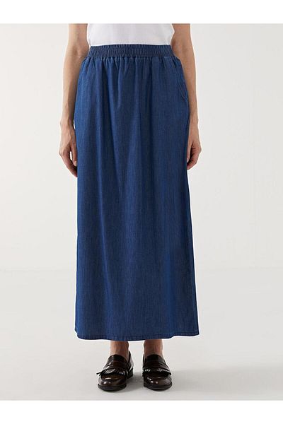 LC Waikiki Fusta de damă LCW Grace Blue cu talie elastică