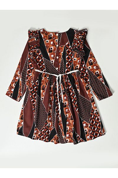Bella Moda By Styli All Over Print Ruffle Sleeves Dress