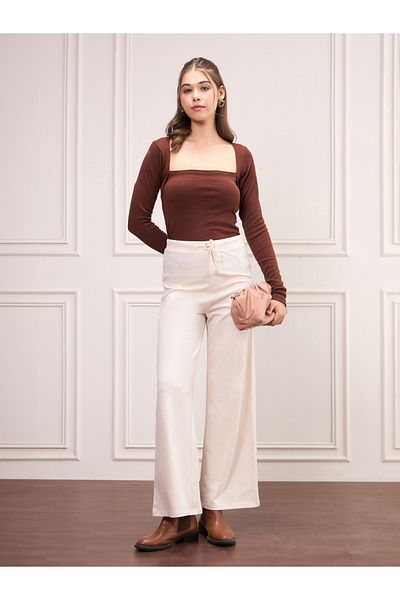 Sassafras By Styli Terry Mid Rise Wide Leg Drawstring Pants