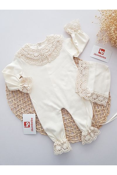 ilkimbebe Organic Fabric, Lace Baby Romper, 100% Cotton