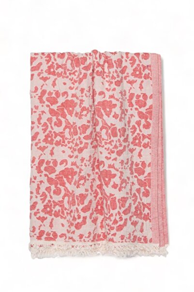 Chappal Jakarlı Koltuk Şalı Kırmızı