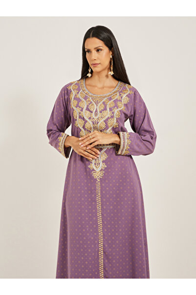 Maxim Creation By Styli Embroidered Round Neck Belted A-Line Kaftan