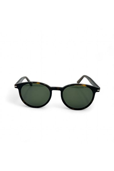 SuperStep Black Green Lens Round Sunglasses