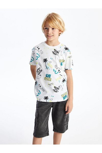LC Waikiki Tricou cu mânecă scurtă cu imprimeu Crew Neck pentru băiat (S4)